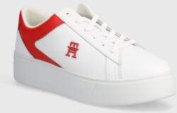 Tommy Hilfiger bőr sportcipő TH PLATFORM COURT SNEAKER fehér, FW0FW07910 - fehér Női 38 - answear - 53 990 Ft