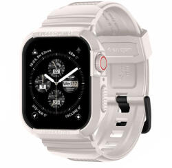 Spigen Apple Watch 4 / 5 / 6 / 7 / 8 / 9 / SE / SE 2 okosóra tok és szíj, 44mm / 45mm, TPU / szilikon, bézs, Spigen Rugged Armor Pro - bluedigital