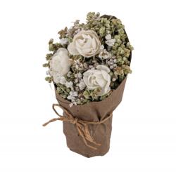 Chaks Buchet de trandafiri artificiali în hârtie kraft - Alb