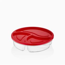 LUXPLASTIC IRIS BSF-00809 Duo kerek, 3 rekeszes tároló 1.200ml, elefántcsont, antracit vagy piros színű (BSF-00809) - bestbyte