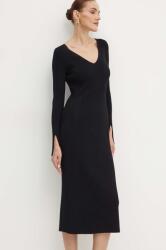 HUGO BOSS rochie culoarea negru, midi, mulata, 50518365 9BYH-SUD04L_99X