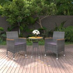 vidaXL 3 részes szürke polyrattan kerti étkezőgarnitúra (3058467)