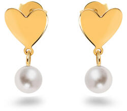 Heratis Forever Fülbevaló faragott szívvel és fehér gyönggyel FC044HR