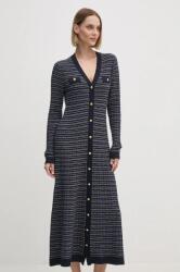 Tommy Hilfiger ruha gyapjú keverékből sötétkék, maxi, testhezálló, WW0WW43083 - sötétkék S