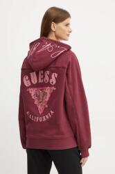 GUESS felső bordó, női, nyomott mintás, kapucnis, W4BQ05 KBY51 - burgundia XS