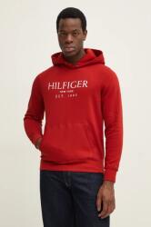 Tommy Hilfiger felső piros, férfi, nyomott mintás, kapucnis, MW0MW35523 - piros S