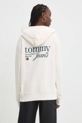 Tommy Hilfiger pamut melegítőfelső bézs, női, nyomott mintás, kapucnis, DW0DW18760 - bézs M