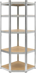 Rebel Sarokpolcos fém állvány 2 az 1-ben 5 polc garázshoz 180x90x40cm polconkénti teherbírással 875kg (RB-1254)