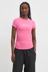 Juicy Couture t-shirt DOT RUCHED TEE női, rózsaszín, JCWCT24311 - rózsaszín S