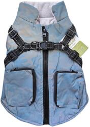  Fényvisszaverő Kutyakabát beépített kutyahámmal és zsebekkel, kék, M-es