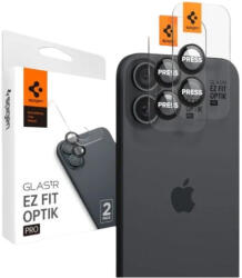 Spigen EZ Fit Optik Pro Apple iPhone 16 Plus / 16 Tempered kameravédő fólia felhelyező kerettel, fekete (2db) (AGL07921)