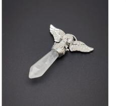 R. M. ékszer Koponya szárnyas medál fém hegykristály 4, 5cm (022129)