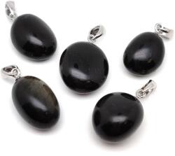 R. M. ékszer Obszidián ezüst dobcsiszolat medál (022080)