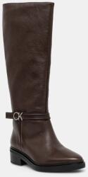 Calvin Klein bőr csizma HEEL KNEE BOOT 30 W/HW LTH barna, női, platformos, HW0HW02184 - barna Női 36
