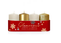 Bartek Candles Gyertya adventi Glamours arany 4 db/csomag, 4 cm x 7 cm