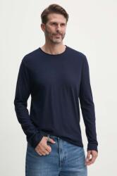 Benetton pamut hosszúujjú sötétkék, sima, 3JE1J19A9 - sötétkék XL - answear - 8 590 Ft