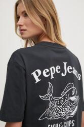 Pepe Jeans pamut póló GRACIE női, sötétkék, PL505969 - sötétkék XS