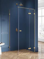 NEW TRENDY Avexa Gold Brushed zuhanykabin 80x80 cm négyzet arany csiszolt/átlátszó üveg EXK-1731
