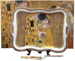 Queen Isabell Klimt porcelán tálca süteményes lapáttal - 35x24 cm (IMO-PP-W4A29-16414)