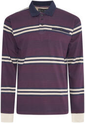 KAM Jeanswear Bluza cu maneca lunga de culoare grena din bumbac 100%-STRIPE RUGBY POLO - 2XL 3XL 4XL 5XL 6XL 7XL