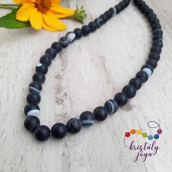 Kristály Jóga Shop Matt fekete sávos achát 8 mm-es ásvány gyöngysor