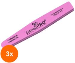 SensoPRO Set 3 x Pila Buffer Unghii Picatura SensoPRO Milano, Granulatie 100 180, Roz (TOT-3xTBY-S1203)