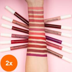 Qibest Set 2 x 12 Rujuri Lichide Mate Qibest Silky Long Lasting Lip Gloss, 01 (TOT-2xTBY-G3911)