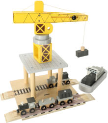 Inlea4Fun Fa játék daru kikötő Inlea4Fun TRAIN SHIP WOODEN (IA-KX3774)