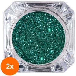 Luxorise Set 2 x Sclipici Glitter Unghii Pulbere Luxorise, Emerald Green (TOT-2xTBY-L1500)