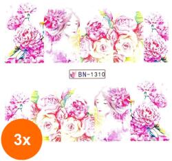 Luxorise Set 3 x Tatuaj Unghii Luxorise Pastel Flowers, Bn-1310 (TOT-3xTBY-L3227)