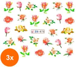 Luxorise Set 3 x Tatuaj Unghii Luxorise Flower Rose, Bn-875 (TOT-3xTBY-L3226)