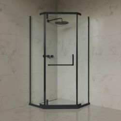 Welland SUS-D-9090 helytakarékos zuhanykabin - 90 x 90 cm - fekete profil