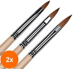 Luxorise Set 2 x 3 Pensule Unghii Acril - Limba De Pisica Luxorise - Nr. 8, 9, 10 (TOT-2xTBY-L2290)