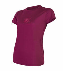 Sensor Merino Wool PT Orchidea női póló M / burgundi vörös