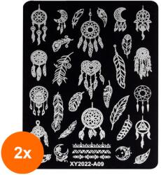 Luxorise Set 2 x Matrita Metalica Stampila Unghii Luxorise, Dream Catcher Glow A09 (TOT-2xTBY-L4158)