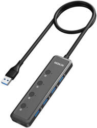 Mokin HUB 5in1 MOKiN USB-A3.0 és 4xUSB-A + 1xUSB-C DC (fekete) (MOUC5708) - mione