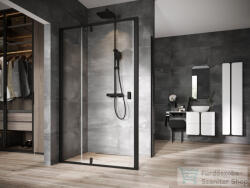 RAVAK NEXTY NDOP2+NPSS 100x100 cm-es nyílóajtós zuhanykabin fix oldalfallal, fekete/transparent 03OA0300Z1SET100NPSS100 (03OA0300Z1SET100NPSS100)