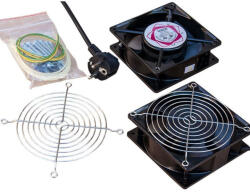Fali rackszekrényhez ventilátor készlet 2 db, 230 V, csavarkészlettel, tápkábellel (rackventi_keszlet)