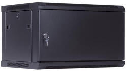 Techson 600 × 450 mély 4U magas, fali 19"-os rackszekrény, teli ajtó, fekete (rack_tc_60x45x4U_teli) - ipkameradiszkont