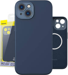 Baseus Liquid Silica iPhone 14 Plus Átlatszó mágneses tok + üvegfólia (kék) (ARYC000603)