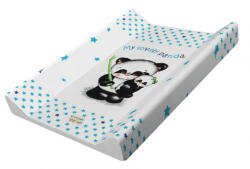 Babastar puha 2 ékes pelenkázó lap 50*70 cm - kék panda és mamája - babastar