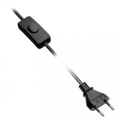 GTV LD-KABE2M-10 Tápkábel csatlakozóval, kapcsolóval, 2m, fekete, 2x0, 75mm2 (LD-KABE2M-10)