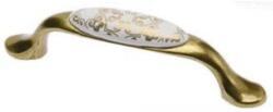 GTV Bútorfogantyú fém, íves aranymintás porcelánbetétes 96mm (UPWP0728PC)