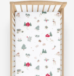 Goldea karácsonyi gyermek körgumis pamut lepedő kiságyba - tradicionális karácsonyi 60 x 120 cm