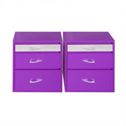 International Service Noptiera Almeria cu 3 sertare ( 2 buc ) Violet / Etna, 45 x 35 x 52 cm