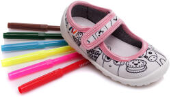 WEESTEP Rózsaszín unikornisos színezhető balerina szobacipő vászoncipő AJÁNDÉK textilfilcekkel