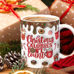 Deconline Customs Karácsonyi bögre "Christmas calories don't count" Pufi hatású (DO129176-CERAMIC-MUG)