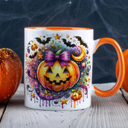 Deconline Customs Halloween mintás bögre "Just a girl who. . . " Narancssárga (DO126178-16-ORANGE-MUG)