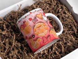 Deconline Customs HD Premium mintás őszi bögre "Pumpkin spice life" 330 ml (DO126179-CERAMIC-MUG)