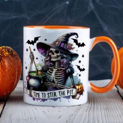 Deconline Customs Halloween mintás bögre "Time to. . . " Narancssárga (DO126178-15-ORANGE-MUG)